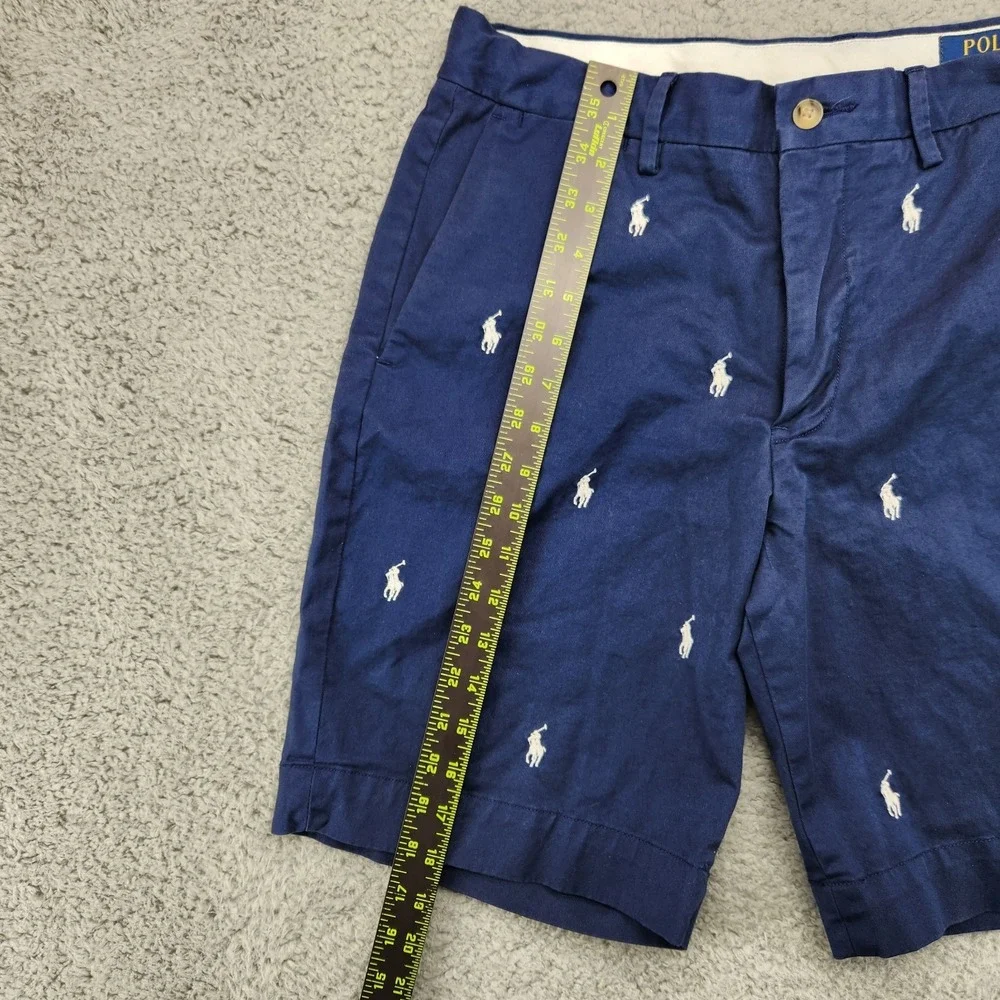 Polo Ralph Lauren Stretch Classic Fit Chino Shorts Mens 30 Pony Print Blue